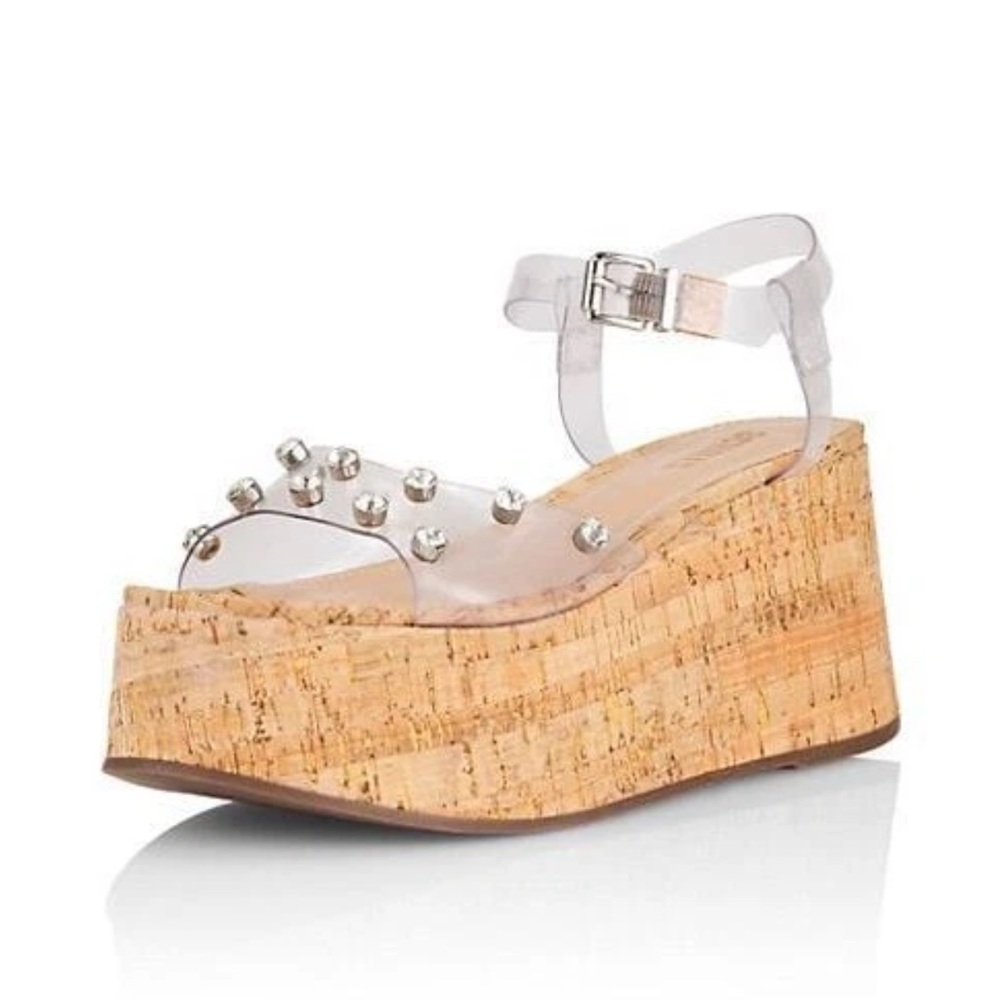 SCHUTZ “yara” cork and clear studded platform heel sandal size 6.5
